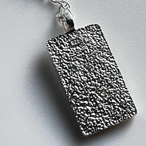 Sterling Silver Rectangle Moon and Stars Necklace - Picture 7 of 17